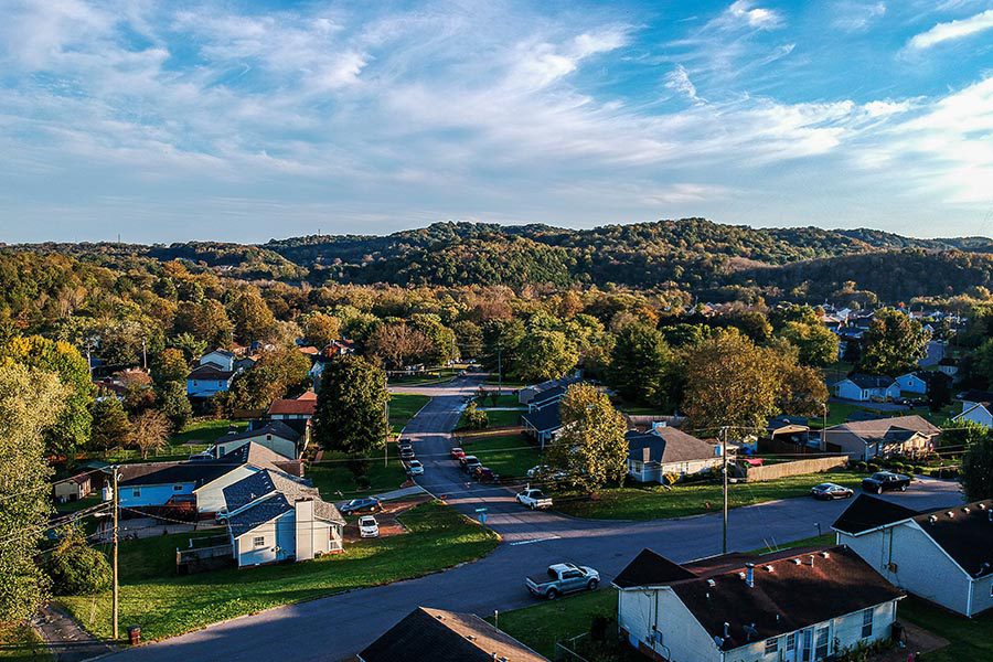 Oak Ridge, TN Insurance - Top View of Neighborhood in Tennessee on a Nice Sunny Fall Day